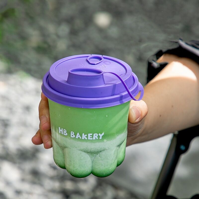 ชามแมวขนขนที่น่ารักและสร้างสรรค์ ชามกาแฟประเภทหนึ่งครั้ง พร้อมฝา กระจกโปร่ง สวยงามสูง ชามชาน้ํานมดื่มเย็น