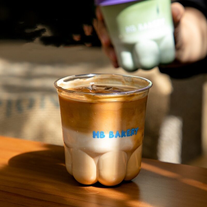 ชามแมวขนขนที่น่ารักและสร้างสรรค์ ชามกาแฟประเภทหนึ่งครั้ง พร้อมฝา กระจกโปร่ง สวยงามสูง ชามชาน้ํานมดื่มเย็น