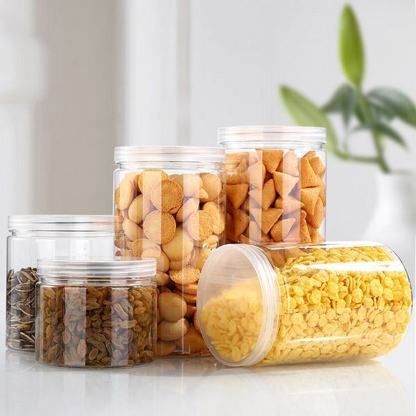Wholesale Food Grade PET Plastic Jar with Lid – Clear Round Storage Container for Nuts, Biscuits, Snacks