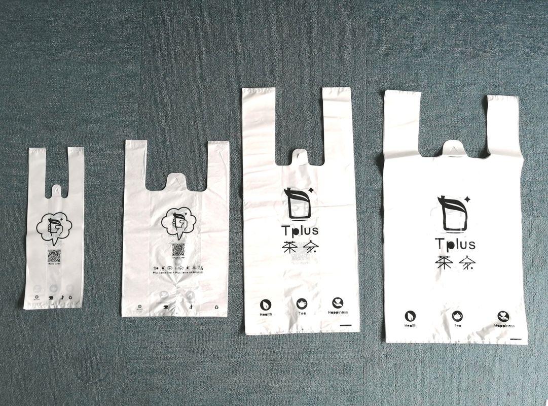 Hdpe ชัดเจนเสื้อยืดถุงพลาสติกถุง Takeaway ที่กำหนดเองโลโก้เป้าเสื้อกางเกงประเภท