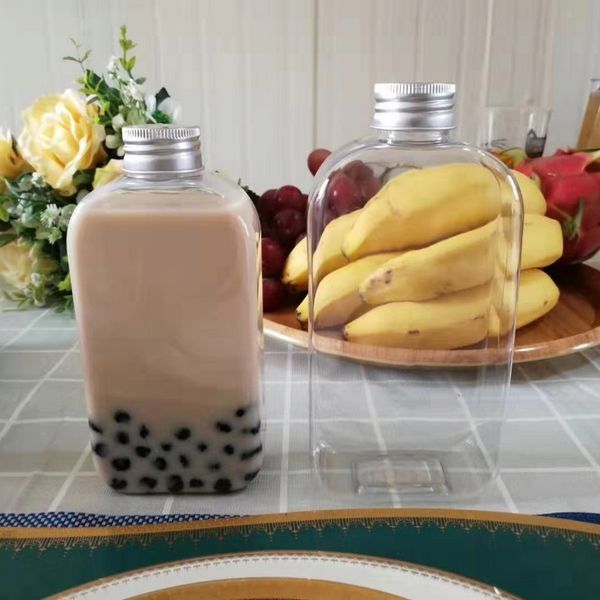 อาหารเกรด 300ml ขวดพลาสติกกลมสัตว์เลี้ยงสำหรับ Boba ชานมออกแบบเอง