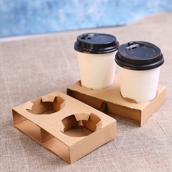 ทิ้ง Corrugate ถ้วยกาแฟผู้ให้บริการกระดาษคราฟท์ที่ใส่เครื่องดื่มร้อนสำหรับบรรจุถ้วย
